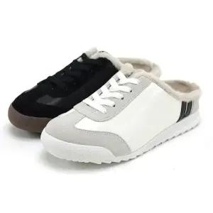 [옷자락]남자 방한화 겨울 운동화 배색 라인 털 블로퍼