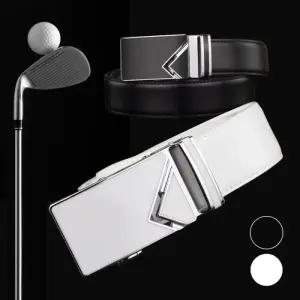 [다잇템]남성 자동벨트 골프 백색 혁대 소가죽 벨트