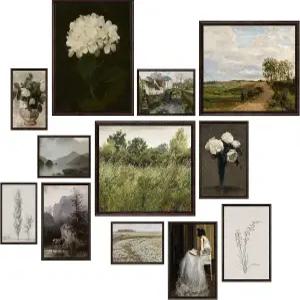 97 데코 빈티지 벽 아트 프린트 - 방 미학을 위한 포스터 장식을 무디 프랑스 컨트리 식물 그림 침실을