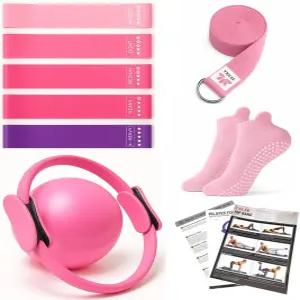 YXILEY 필라테스 링 서클 세트 - 가정용 운동 기구 여성 부티 밴드 스트레칭 다리 팔과 허벅지를 위한 미니