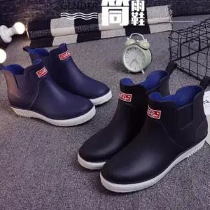 [옷자락]남자 조각 투컬러 첼시 여자 레인 포인트 부츠