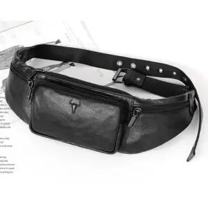 [옷자락]남자 가죽힙쌕 끈조절 검정색 슬림 혁대 가방
