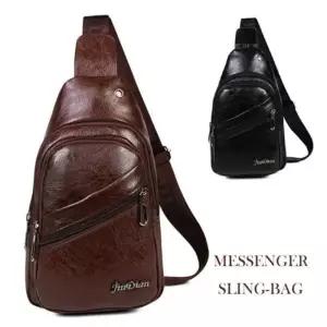 [옷자락]남자 메신저 골져스 인조 자크 레더 패션 슬링백 가방