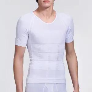 [옷자락]남자 보정 똥배 반소매 압박 강력 U넥 언더웨어 티셔츠