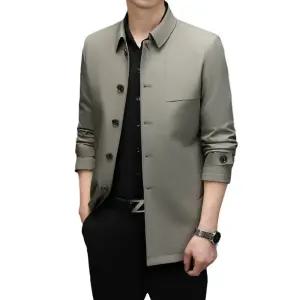 윈터솔져 남자 하프 캐주얼 코트 봄가을 데일리룩 산실크 칼라 트렌치 상의 KUK3