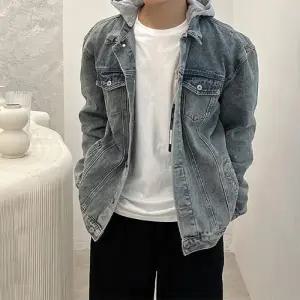 [다잇템]남자 후드모자 봄가을 데님 청 점퍼 자켓