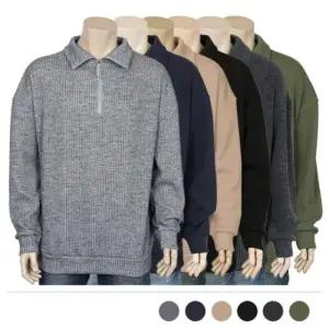 [다잇템]남성 골지티셔츠 가을 겨울 긴팔 반집업 티셔츠