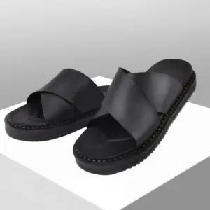 [다잇템]남성 통굽 심플 베이직 크로스 캐주얼 슬리퍼