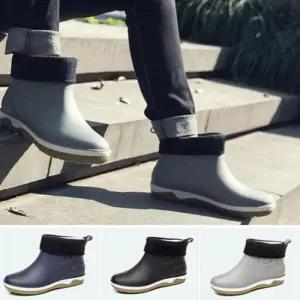 [다잇템]남자 투톤 배색 겨울 기모 방한 장화 레인 부츠