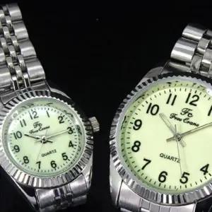 [다잇템]남자 실버 옐로우 합금 스몰 체인 손목 시계