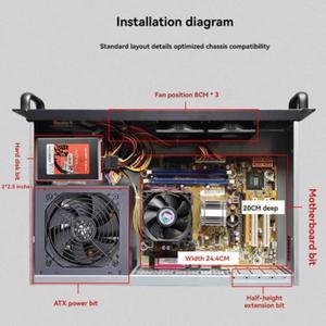 2025 2u 섀시 미니 산업용 서버 인라인 HDD 엔터프라이즈 호텔 공랭식 조용한 간단한 팬