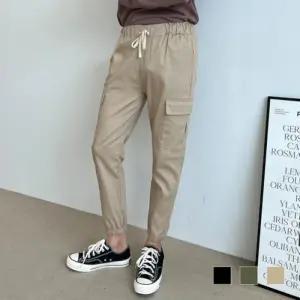 [다잇템]남자 슬림 허리 밴딩 카고 사이드 조거 팬츠