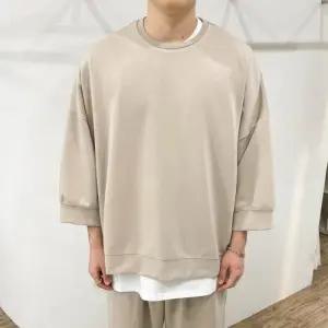 [다잇템]남자 가오리핏 박시트임 무지티 8부 맨투맨