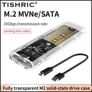 THRIC 1.8인치 외장형 하드 드라이브 NGFF NVME 인클로저 SSD 케이스 투명 외부 USB C 게임용 노트북 TV PS