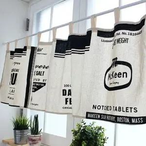 가리개 빈티지 리넨 커튼 주방 내추럴 바란스 짧은