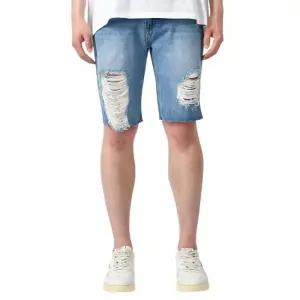 [핫코드]남자 여름 데미지 찢청 밑단 컷팅 청 반바지 HC825