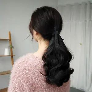 가발 리본 묶음머리가발 2p 웨이브 포니테일 묶은머리