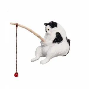 TBZ 어항 꾸미기 낚시하는 뚱냥이 장식 인공동굴 어항장식