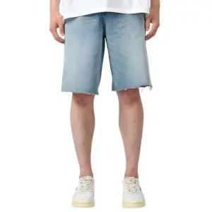 [핫코드]남자 여름 데님 청 반바지 밑단 컷팅 연청 4066