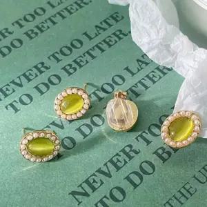 [무슈봉]행운의 묘안석 은침 귀걸이 귀찌 2종