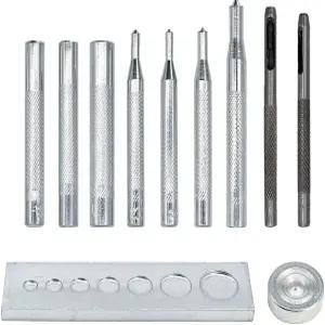 기본 DIY 가죽 공예 도구 리벳 세터 퍼치 구멍 펀치용 스냅 키트 및 버튼 설치가 포함된 11개의 헤비 듀티