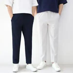 [엠클로]남자 여름 쿨 아이스 9부 스판 밴딩 정장 슬랙스 바지