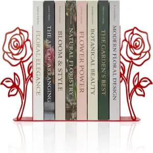 로즈 플라워 북엔드 메탈 노블리티 디자인 플로럴 선반 장식 책을 좋아하는 사람들에게 이상적인