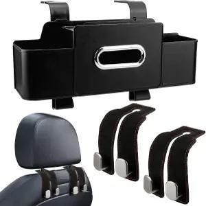 LPZNUYVC 2Pcs 뒷좌석 차량 정리함 세트 가방과 귀여운 위한 헤드레스트 후크 멀티 수납 시트 백 박스 여행