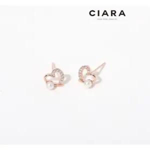 [씨아라]CIARA 14K Nerola 하트셰입 하프스톤 진주 귀걸이(SilverPin)