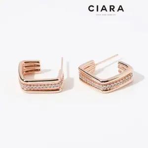 [씨아라]CIARA 14K Azeglio 샤이닝라인 오픈스퀘어 귀걸이(GoldPlated)