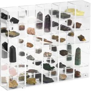 조절 가능한 암석 디스플레이 케이스 투명 아크릴 컬렉션 박스 거울 화살촉 돌 보관 미네랄 크리스탈