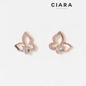 [씨아라]CIARA 14K Chieri 하프샤이닝 버터플라이 귀걸이(SilverPin)