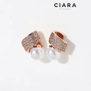 [씨아라]CIARA 14K Azeglio 풀샤이닝 핸드레일 진주 귀걸이(GoldPlated)