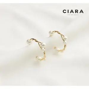 [씨아라]CIARA 16K Lazio 트위스트레이어 진주 귀걸이(GoldPlated)