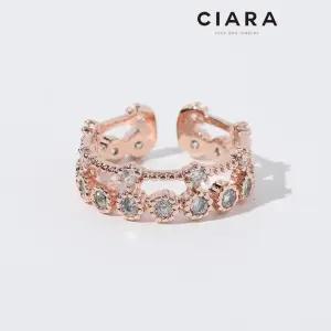 [씨아라]CIARA 14K Perego 투라인 크라운 스톤 샤이닝 반지(GoldPlated)