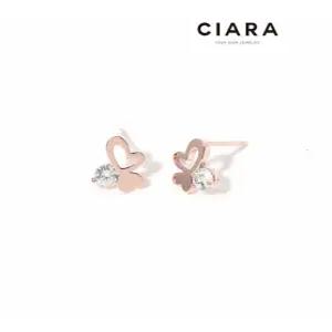 [씨아라]CIARA 14K Nazzano 하트앤하트 캐럿스톤 귀걸이(SilverPin)