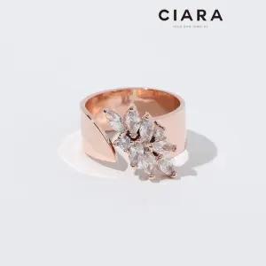 [씨아라]CIARA 14K Perego 리프샤이닝스톤 빅밴드 반지(GoldPlated)