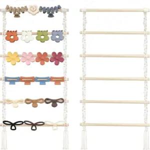 스노우스타 마크라메 헤어 클로 클립 정리함 여성용 홀더 및 보관함 벽 문 옷장용 걸이 홈 데코