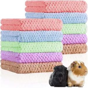 레귤러 10개 기니피그 담요 햄스터 플리스 케이지 라이너 코랄 퀵 드라이 소프트 침구 액세서리 고양이용