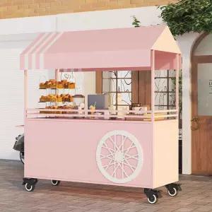 이동식 플리마켓 야시장 진열대 옥외 접이식 매대 핑크 원목 야외