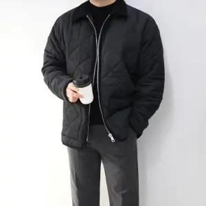 [엠클로]남자 빅사이즈 오버핏 퀼팅 골덴 카라 경량패딩자켓