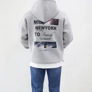 [엠클로]남자 오버핏 네오프렌 뉴욕 프린팅 후드 맨투맨