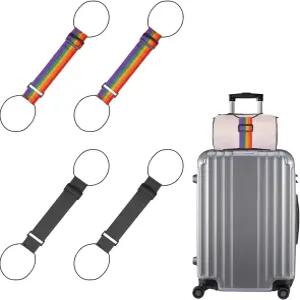 캐리어 손잡이에 지갑 백팩 또는 여분의 가방을 부착할 수 있는 4개의 수하물 스트랩 조절 가능한 탄성