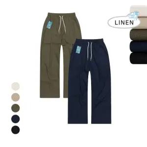 [엠클로]남자 여름 리얼 린넨 마 와이드 밴딩 쿨 팬츠