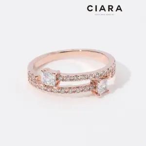 [씨아라]CIARA 14K Saviano 스퀘어스톤 샤이닝 투라인 반지(GoldPlated)