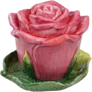 세라믹 이쑤시개 홀더 손으로 그린 로즈 플라워 디스펜서 테이블 장식 레드