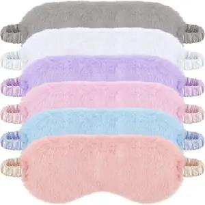 새티니어 6피스 플러시 마스크 부드러운 수면 눈가리개 푹신한 커버 여아 및 성인 파티용 인기 제품