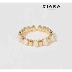 [씨아라]CIARA 14K Ariccia 내츄럴셰잎 핵진주 반지(GoldPlated)