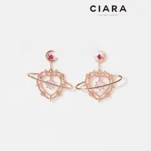 [씨아라]CIARA 14K Varenna 문앤어스 하트뱃지 귀걸이(SilverPin)