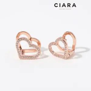 [씨아라]CIARA 14K Chieri 더블하트 풀샤이닝 원터치 귀걸이(GoldPlated)
